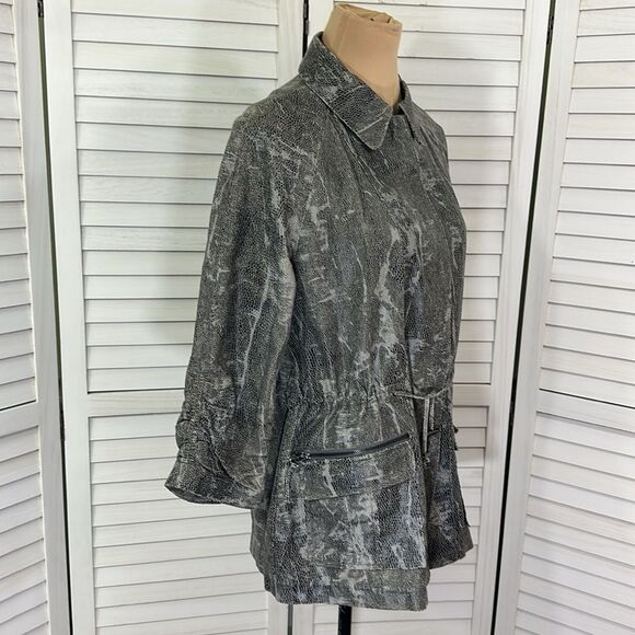 Chico's Gray Jacket Size 1 (8) Peter Pan Collar - Picture 6 of 11